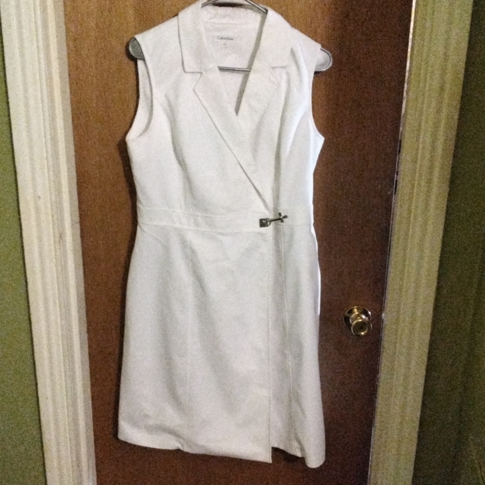 A white wrap around dress